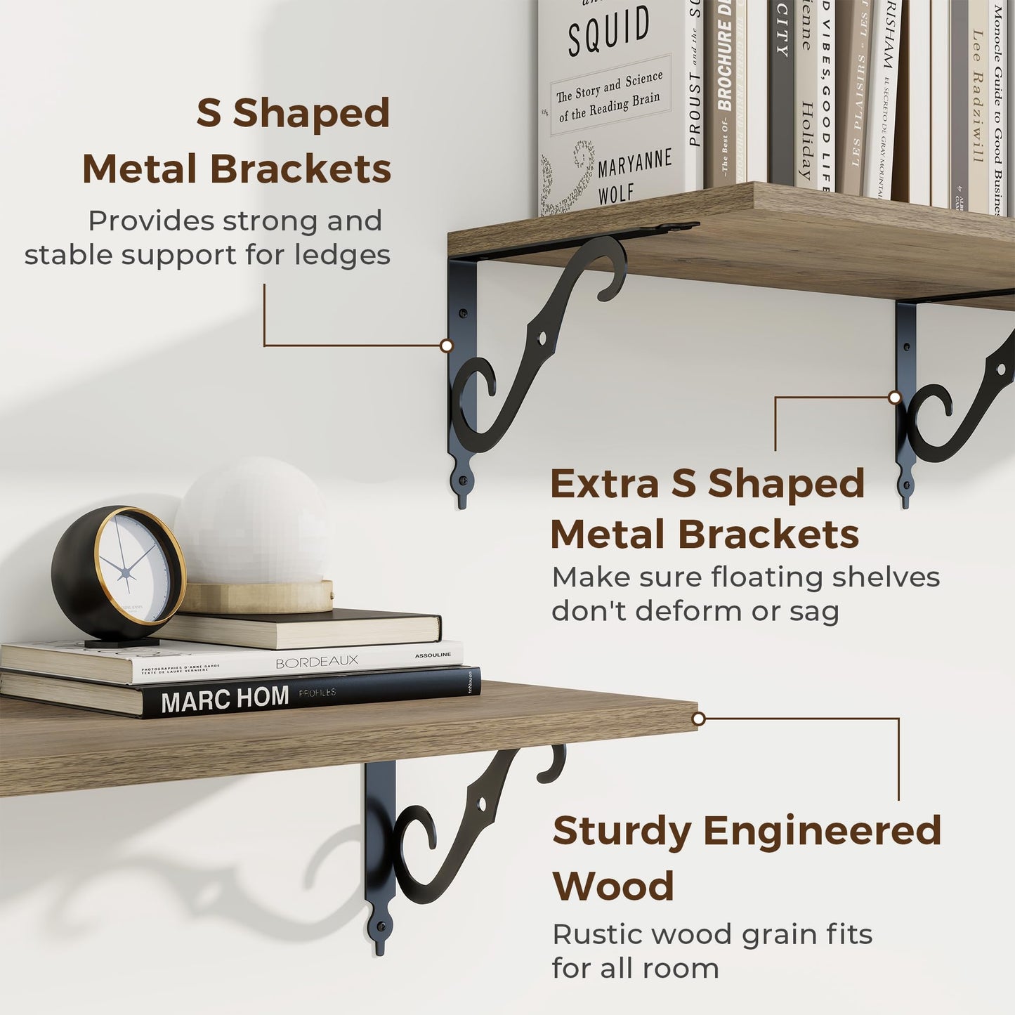 RICHFOCUS 12 Inch Deep Floating Shelves for Wall, 36" W x 12" D Wood Wall Shelves Set of 2, Wide Floating Shelves for Living Room, Bedroom, Kitchen, Bathroom and Decor Storage, Grey