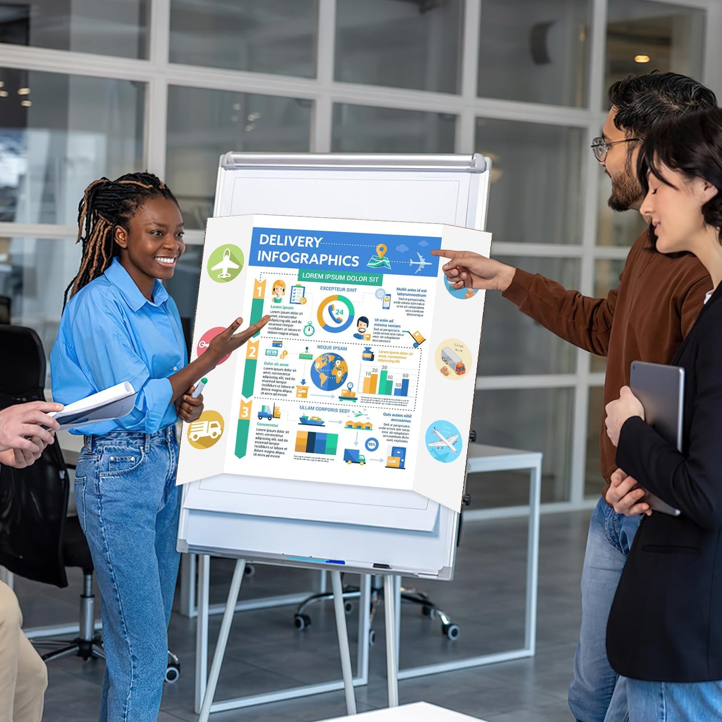 4 Pack Trifold Poster Board 48" X 36", IKAYAS Single Sided White Poster Boards, Science Fair Display Boards Posterboard for Mounting, Prints,Art,Display,Projects Classroom Supplies