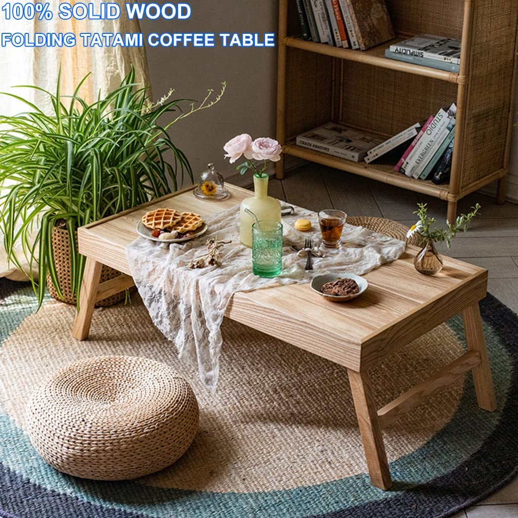 GHHDPXM Japanese Style Folding Wooden Floor Table for Living Room and Office Zen Tea Table for Floor Sitting and Cocktail Table for Small Spaces