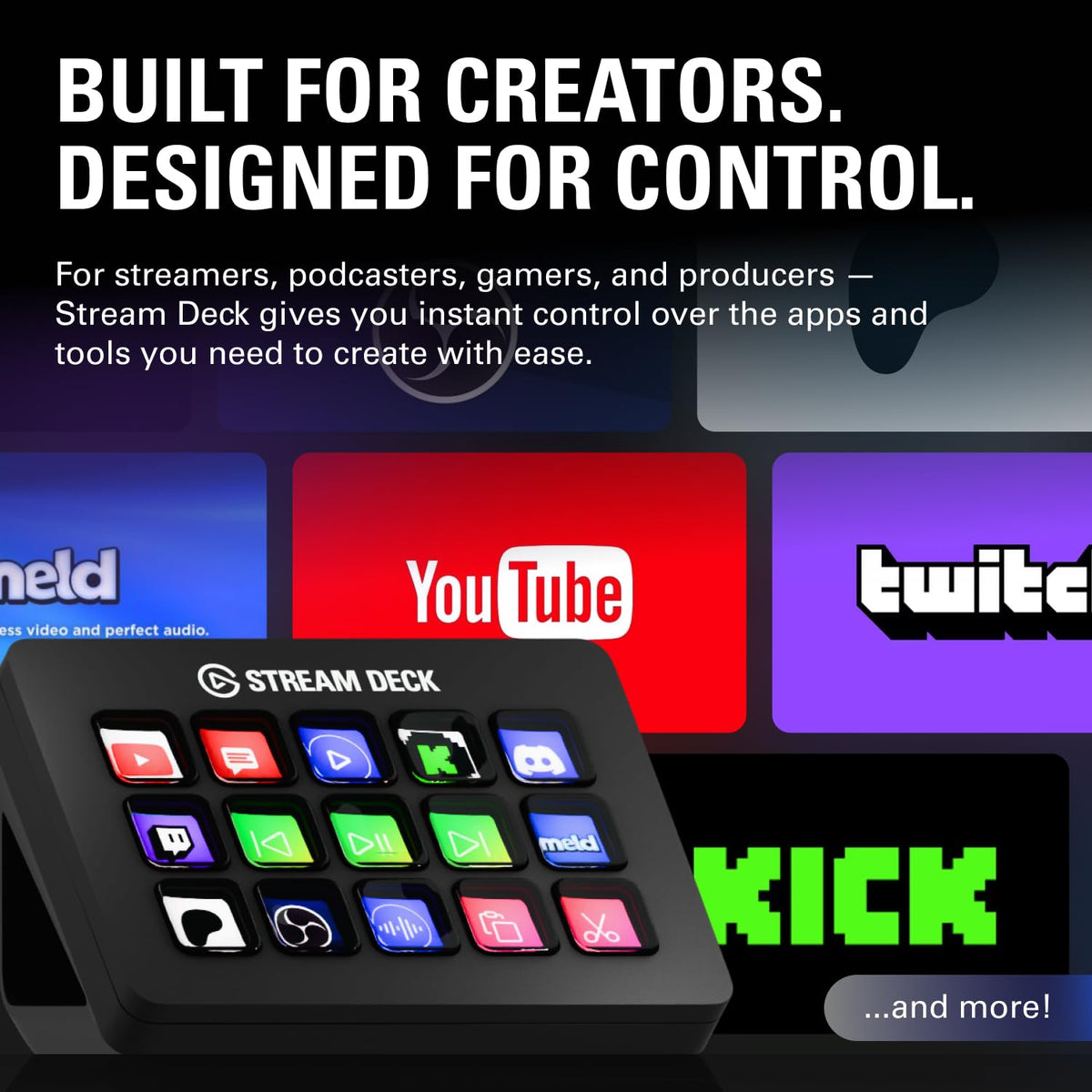 Elgato Stream Deck MK.2 – Studio Controller, 15 macro keys, trigger actions in apps and software like OBS, Twitch, YouTube and more, USB, works with Mac and PC