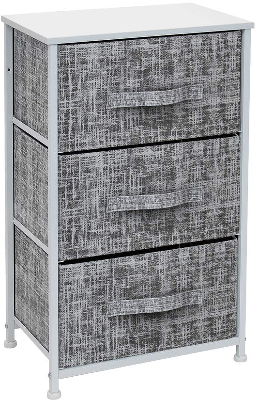 Sorbus Nightstand with 3 Drawers - Bedside Furniture & Night Stand End Table Dresser with Steel Frame, Wood Top, Easy Pull Fabric Bins for Home, Bedroom Accessories, Office & Dorm