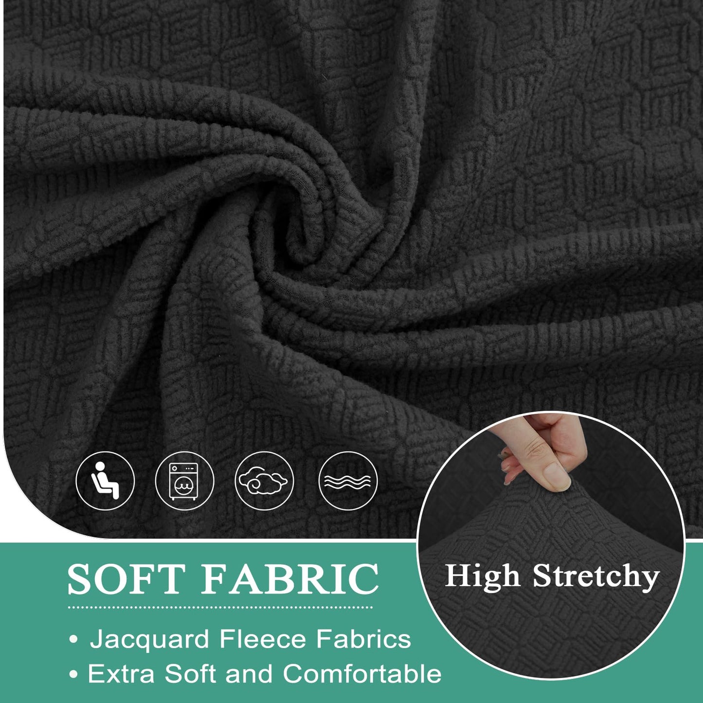 ROFASVCO Waterproof Reclining Sectional Couch Covers Washable L Shaped Couch Cover for Sectionals Recliner Sofa Covers Stretch Corner Recliner Slipcovers for Dogs (Console Cover, Black)