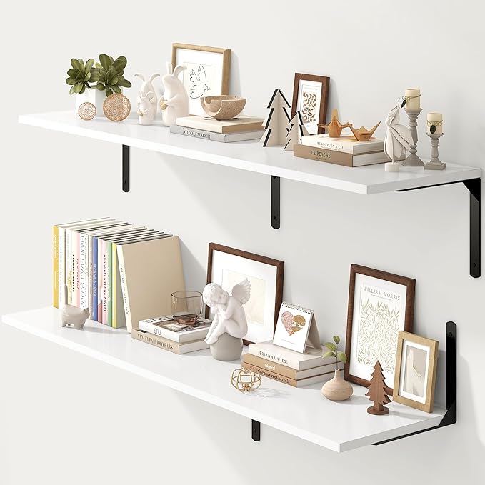 Fun Memories Floating Shelves for Wall, 12 Inch Deep Floating Shelves Set of 2