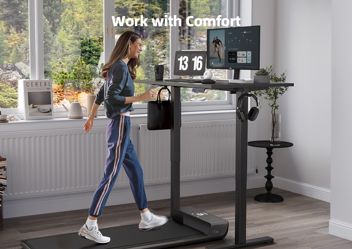 YDN Electric Standing Desk, 40 x 24 Inches Adjustable Height Stand up Desk with Cable Management, Home Office Desks with Splice Board & Frame, Black Top