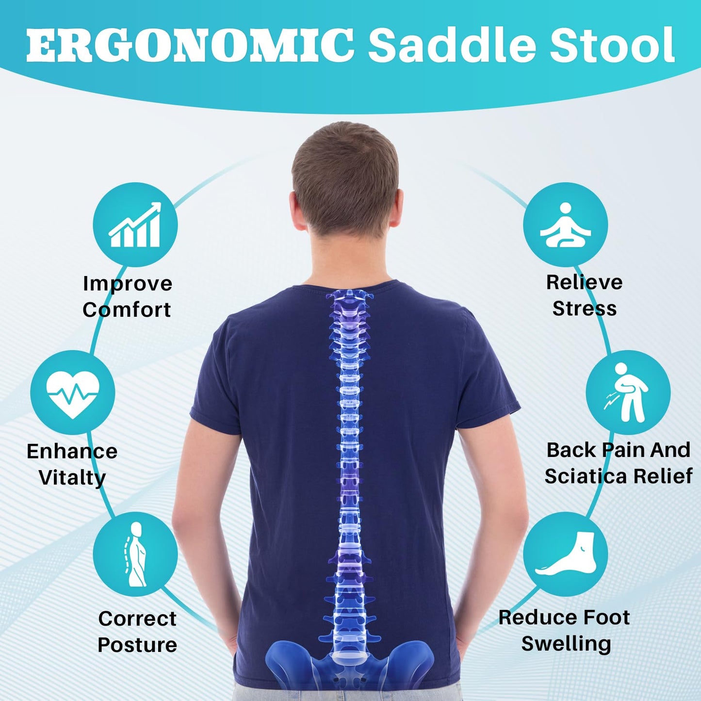 YEEZEE Saddle Stool Ergonomic- Comfortable Rolling Saddle Stool with Wide Thick Saddle Seat Padding, Swivel Adjustable Saddle Chair with Wheels and Ring Pedal for Medical Massage Salon (Green)
