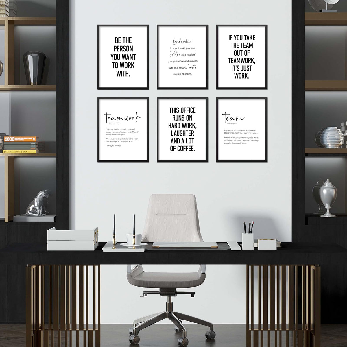 Modern Office Wall Art Motivational Posters Set of 6 Office Decor for Women Funny Team Posters Teamwork Inspirational Wall Art Positive Modern Decor Poster Canvas Print Unframed
