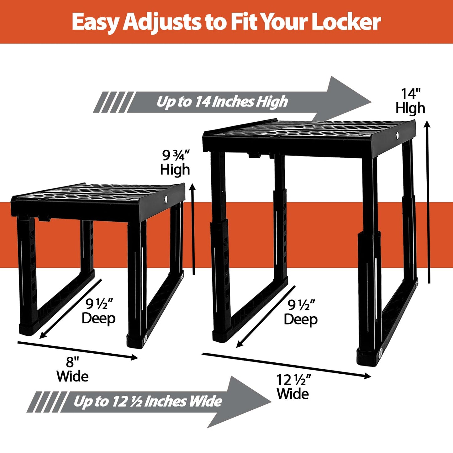 Piffny Locker Organizer Shelf， Adjustable Width and Height, Stackable, Ideal Locker Shelf for School, Office, Gym Lockers, or Even Kitchen Cabinets & Under Sink Organization (Blue)