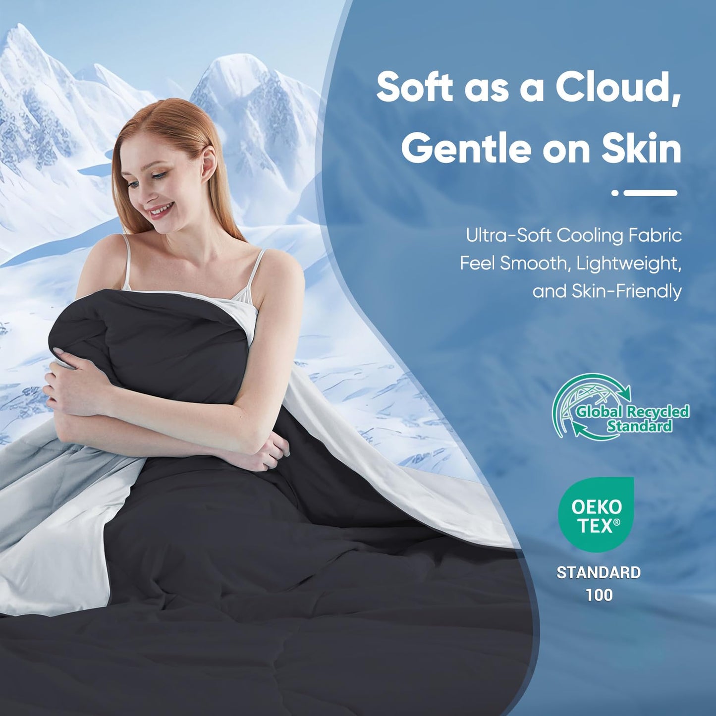 Elegear Revolutionary Cooling Comforter Queen Size, Arc-Chill 3.0 Cool Tech Double-Sided Cooling Blanket for Hot Sleepers & Night Sweats Q-max>0.5, Lightweight & Breathable Summer Comforter Black/Gray