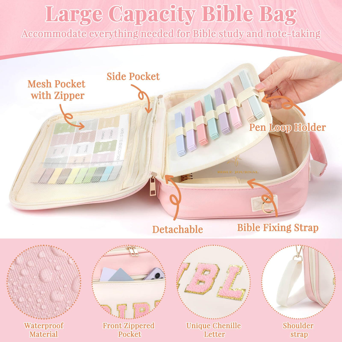 Flasoo All-in-One Bible Journaling Kit, Bible Study Supplies Include Bible Cover Case, Journal Notebook, Highlighters, Pens, Bible Verse Stickers, Tabs, Bookmarks for Christian Gift for Women
