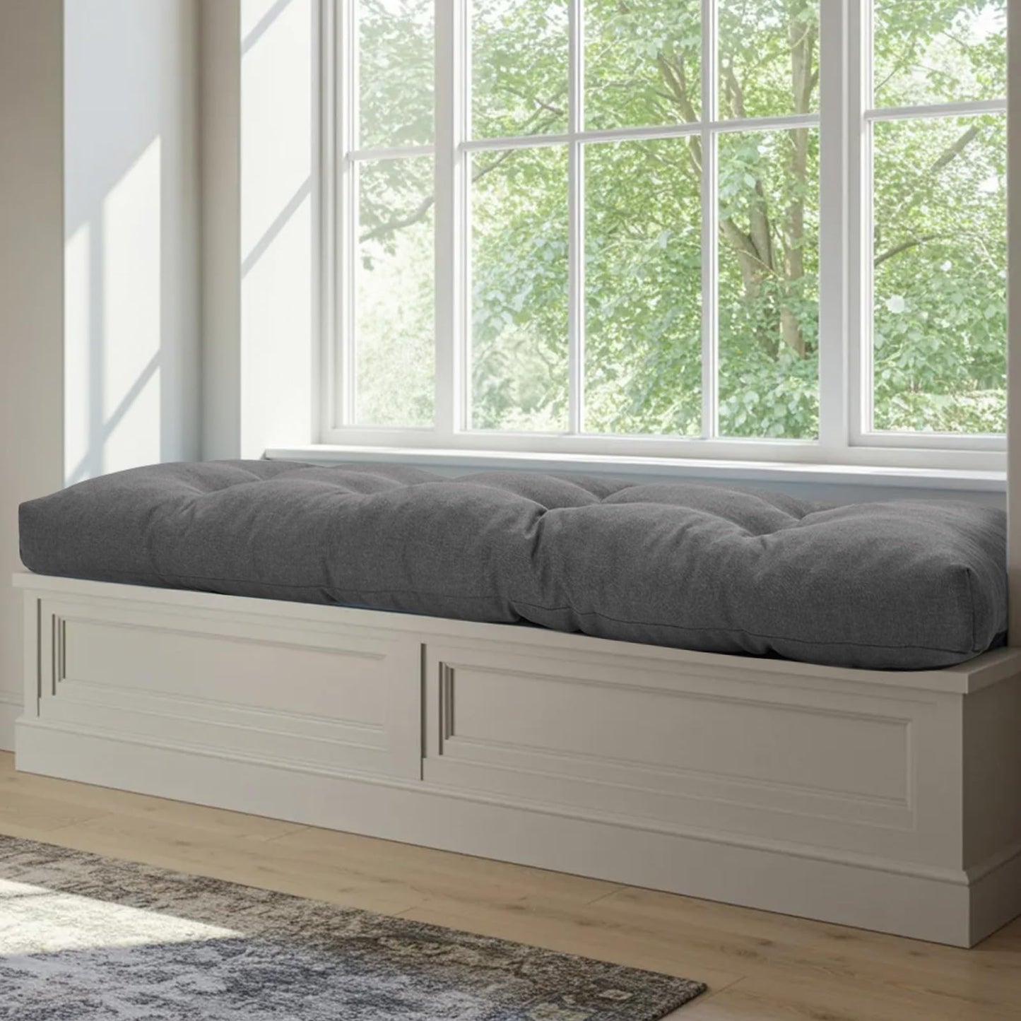 WEOAVRY 36 Inch Bench Cushions for Indoor Furniture, Super Soft Rectangle Bench seat Cushion Pad with Non-Slip Bottom, Waterproof Bench Pad for Window Porch(Grey, 36x15x4.5 Inch)
