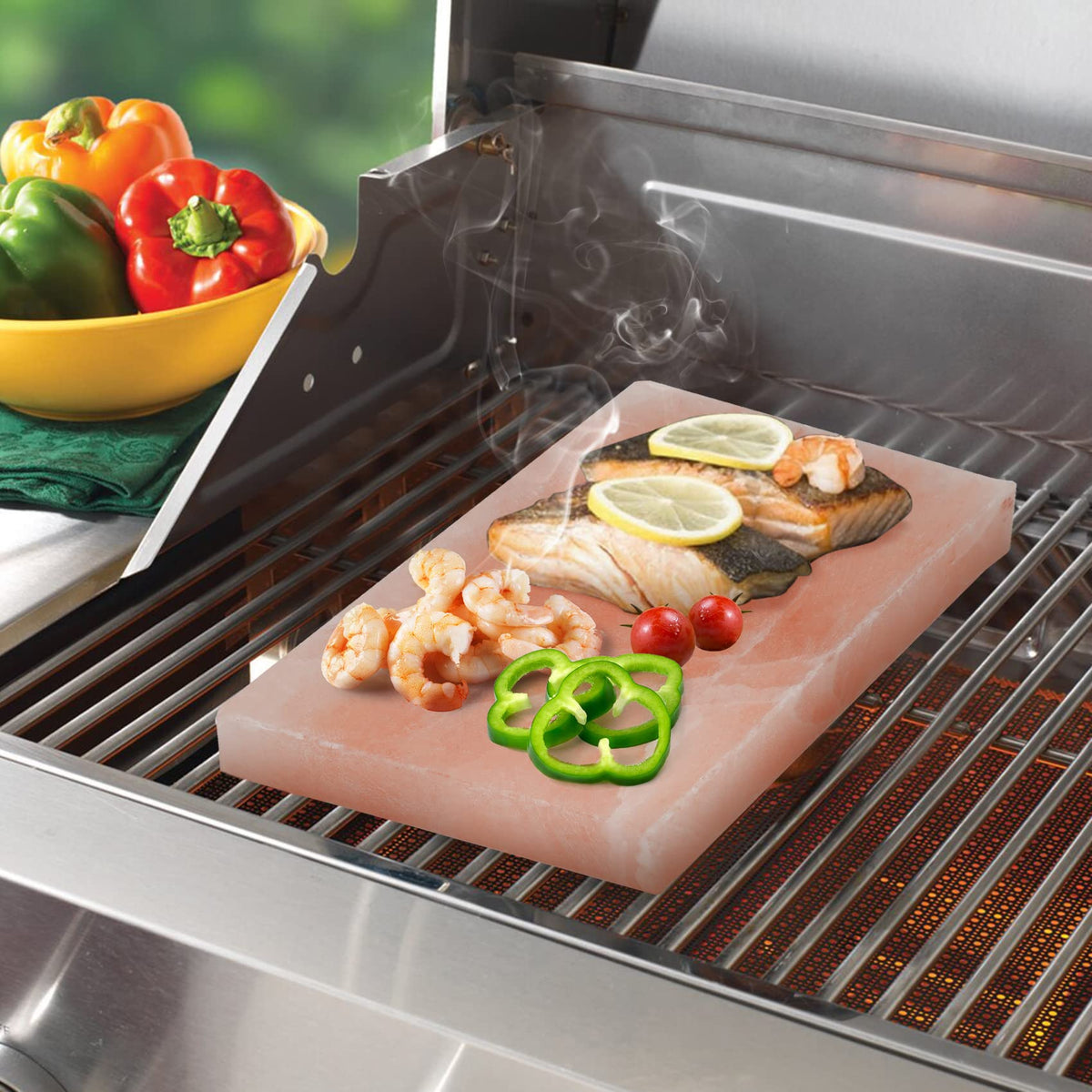 DOBADN Himalayan Salt Block Cooking Plate Safe & Easy Salt Slab and Grilling Stone, 12"x8"x1.5"