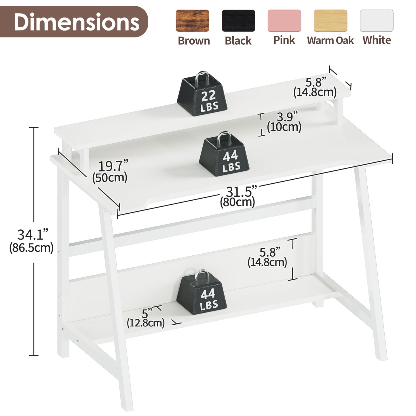 ALISENED 31.5 Inch Small Office Desk with Storage, Small Desk for Small Spaces, Compact Home Office Desk, Mini Study Desk for Bedroom, White
