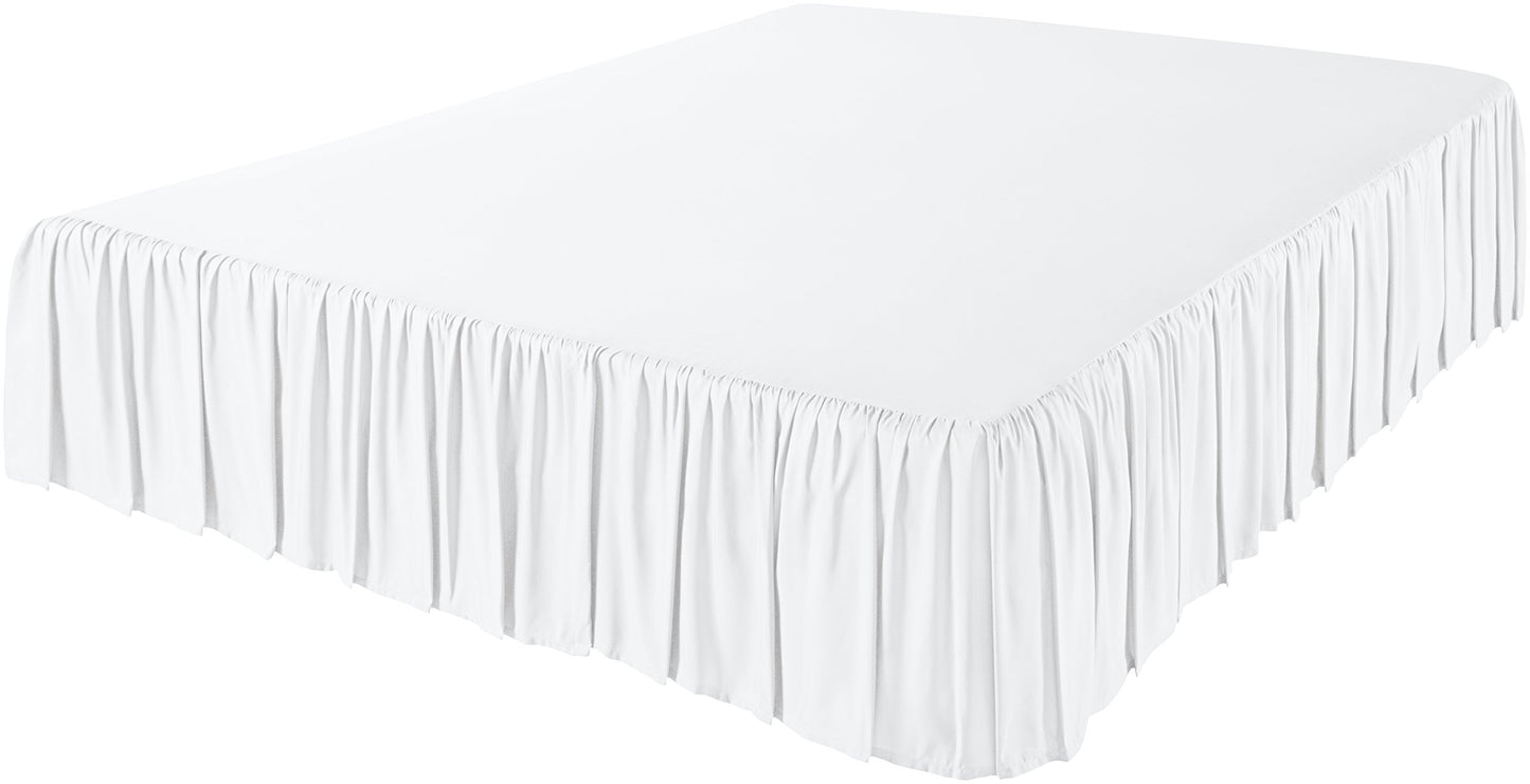 Amazon Basics Ruffled Bed Skirt, Classic Style, Wrinkle and Fade Resistant, Machine Washable, 16" Drop, Full, White