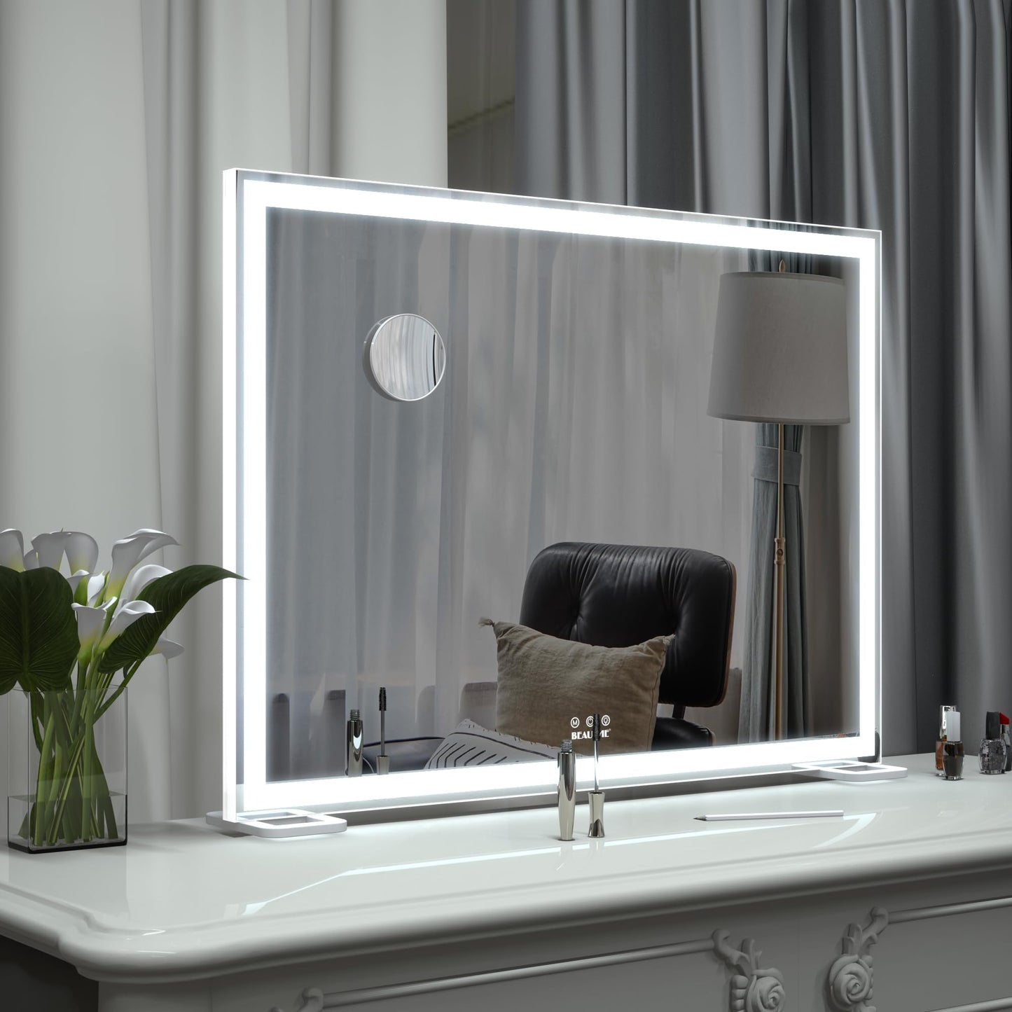BEAUTME Vanity Mirror with Lights for Tabletop,Hollywood Lighted Makeup Mirror for Dressing Room & Bedroom,Big Desk Mirror Vanity (920×150×680mm)