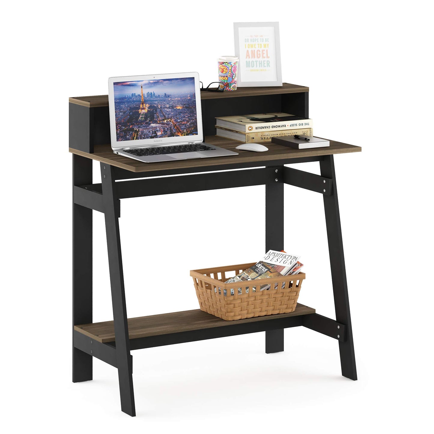 Furinno Simplistic A Frame Computer Desk, 17.9"D x 31.6"W x 35.5"H, Columbia Walnut