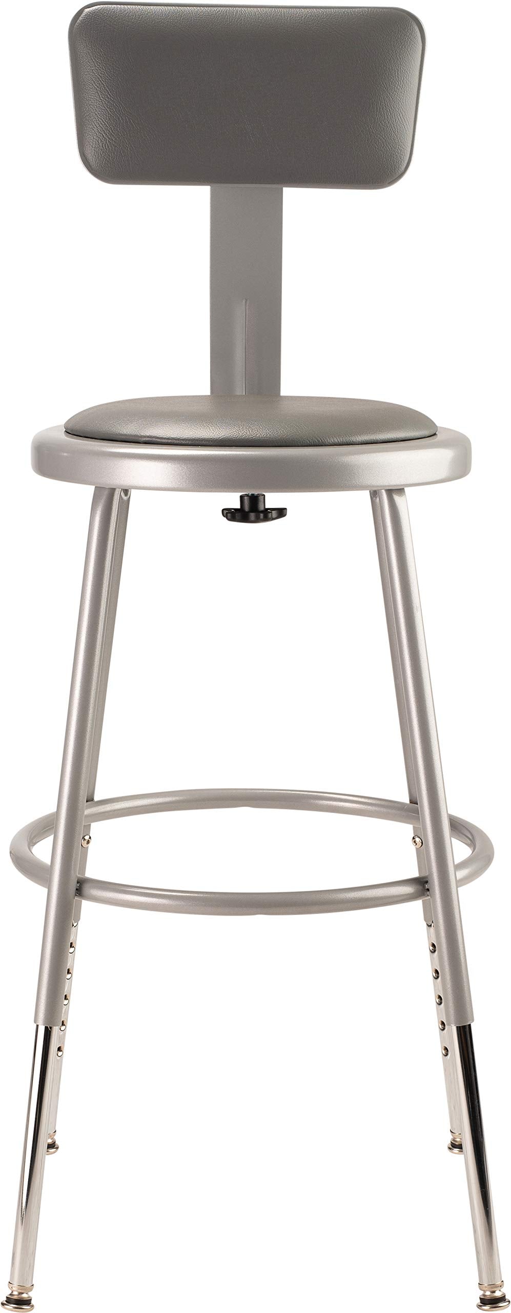 (5 Pack) NPS® 19"-27" Height Adjustable Heavy Duty Vinyl Padded Steel Stool with Backrest, Grey