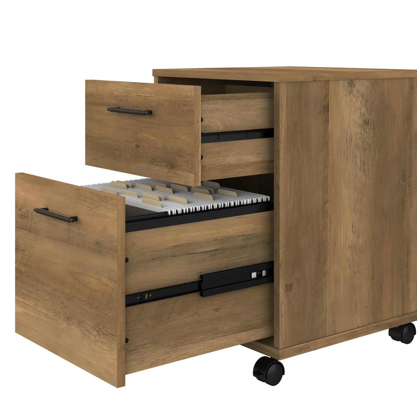 Bush Furniture Key West 2 Drawer Rolling File Cabinet in Reclaimed Pine Mobile Organization for Home Office Small Under Desk Storage on Wheels