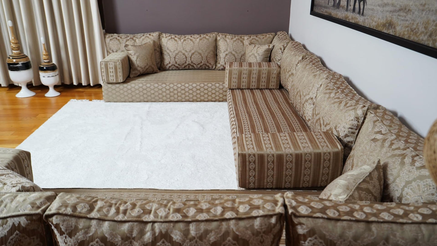 arabicsofa Traditional Arabic Floor Seating Couch – Handmade Moroccan Style Floor Cushions for Guest Room