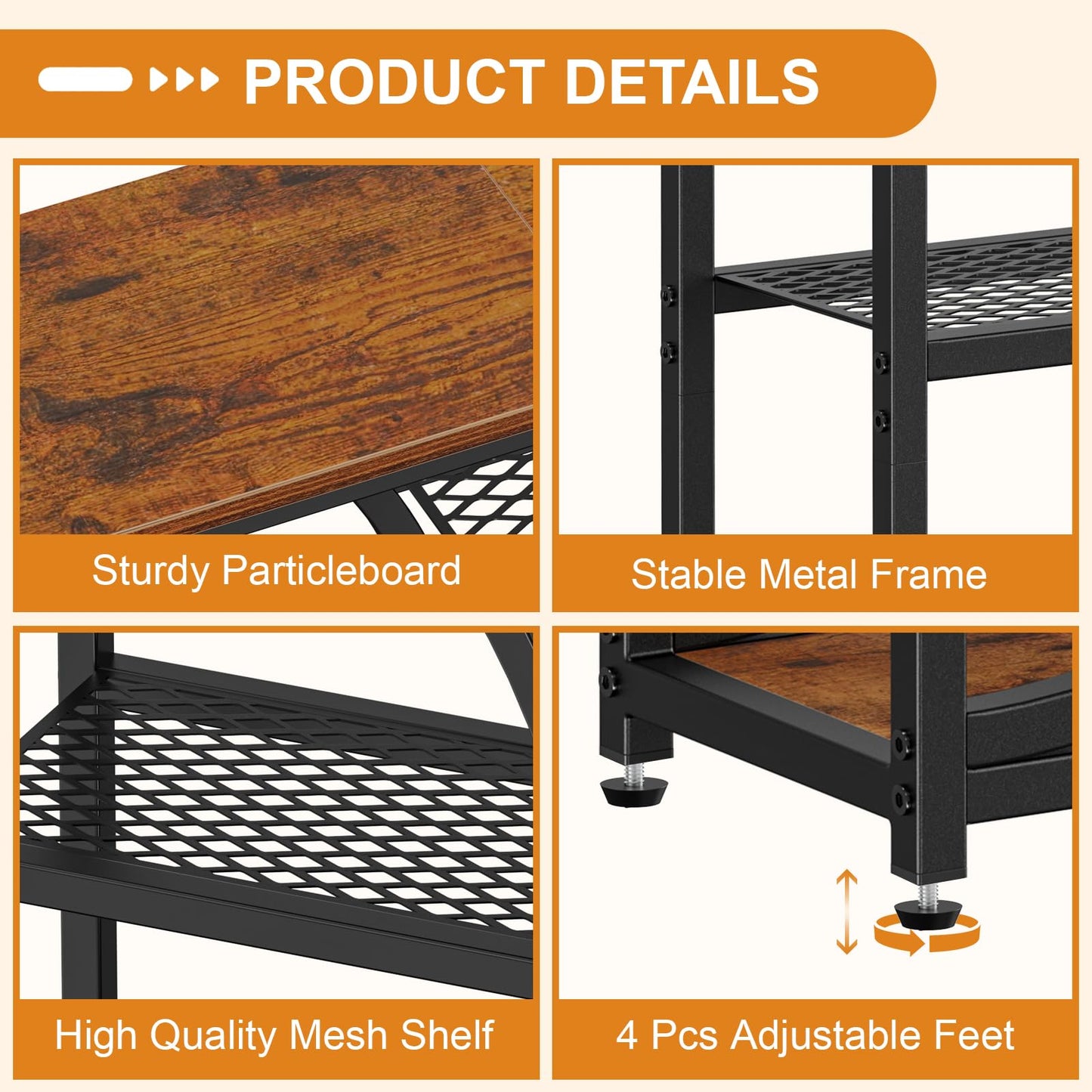 Snughome Entryway Table, Console Table with Charging Station, Industrial Narrow Sofa Table with 5 Tier Storage Shelves, Entrance Table for Hallway, Behind The Couch, Living Room, Foyer
