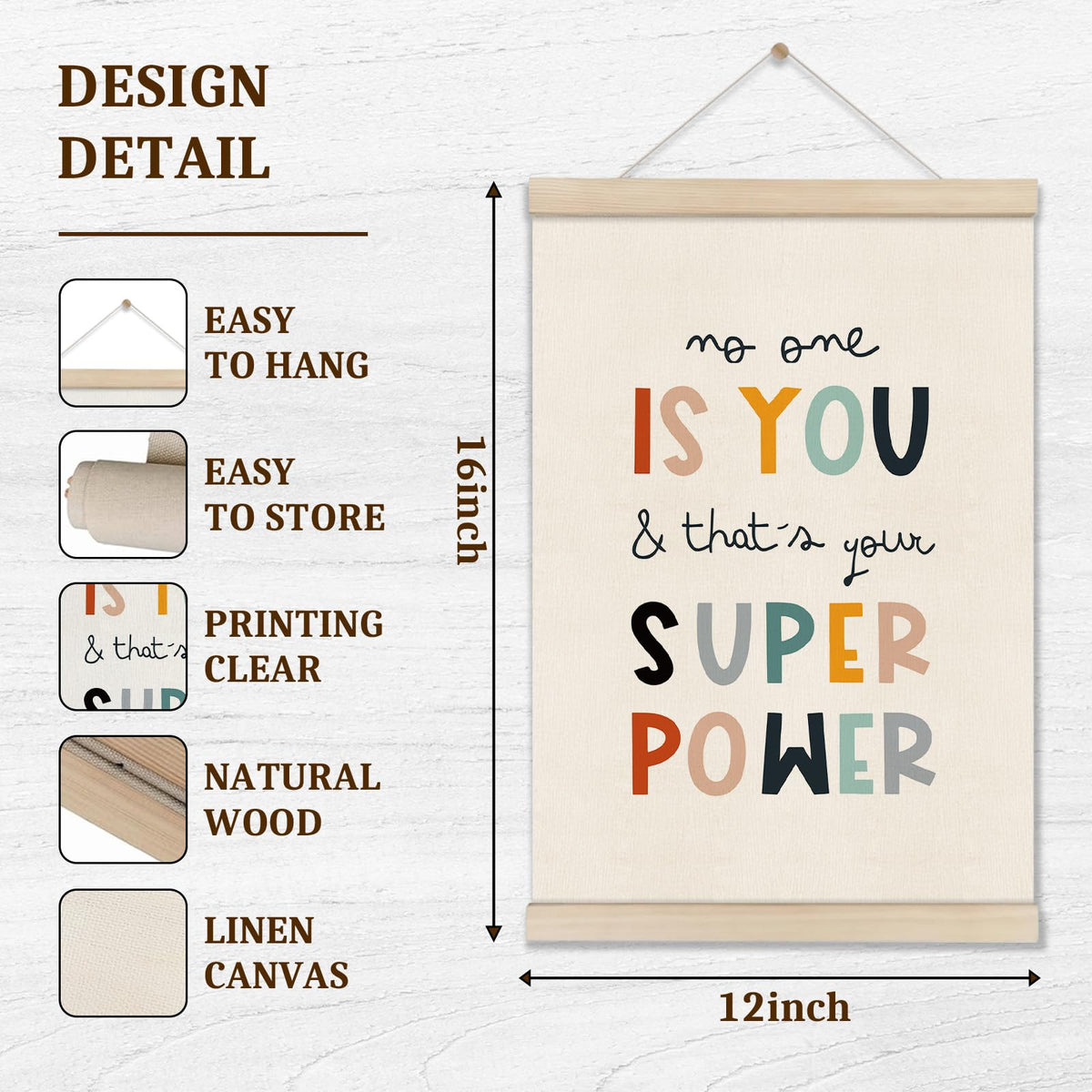 DOI-LANEE Positive Affirmations Wall Decor for Kids, Inspirational Motivation Poset Banner for Office Classroom Playroom Nursery Bedroom, No One Is You Superpower I Can Do Anything, 2 Pack
