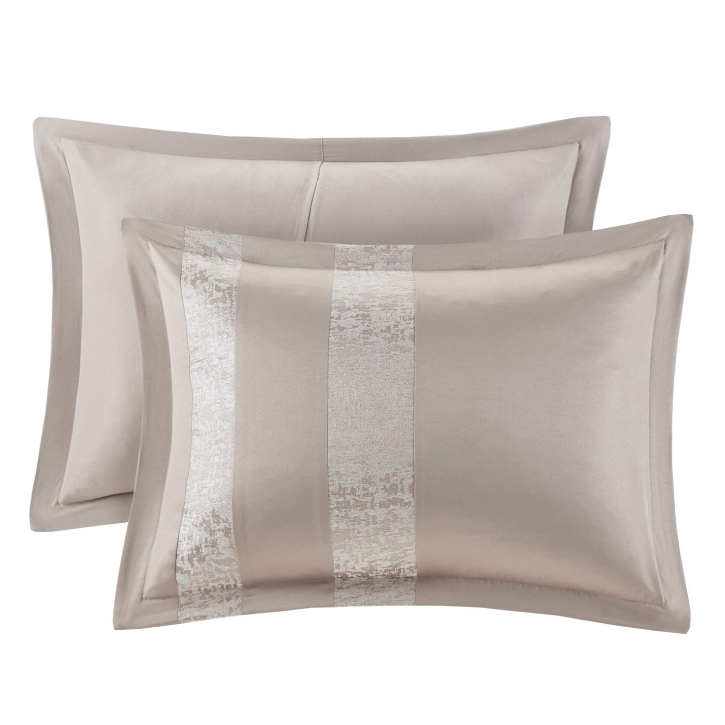 Madison Park Luxury Comforter Set-Traditional Jacquard Design All Season Down Alternative Bedding, Matching Bedskirt, Decorative Pillows, King(104"x92"), Ava, Pieced Taupe 7 Piece