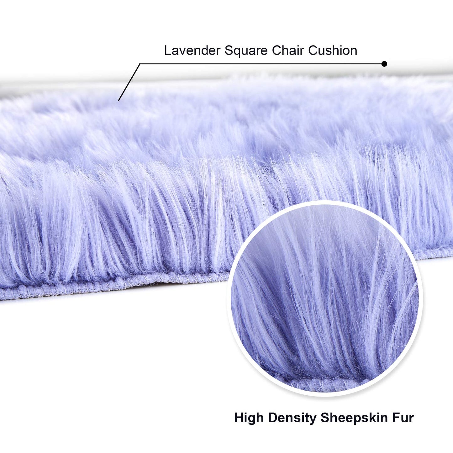 Softlife Square Faux Fur Sheepskin Chair Cover Seat Cushion Pad Super Soft Area Rugs for Living Bedroom Sofa (1.6ft x 1.6ft, Lavender) 1 pack