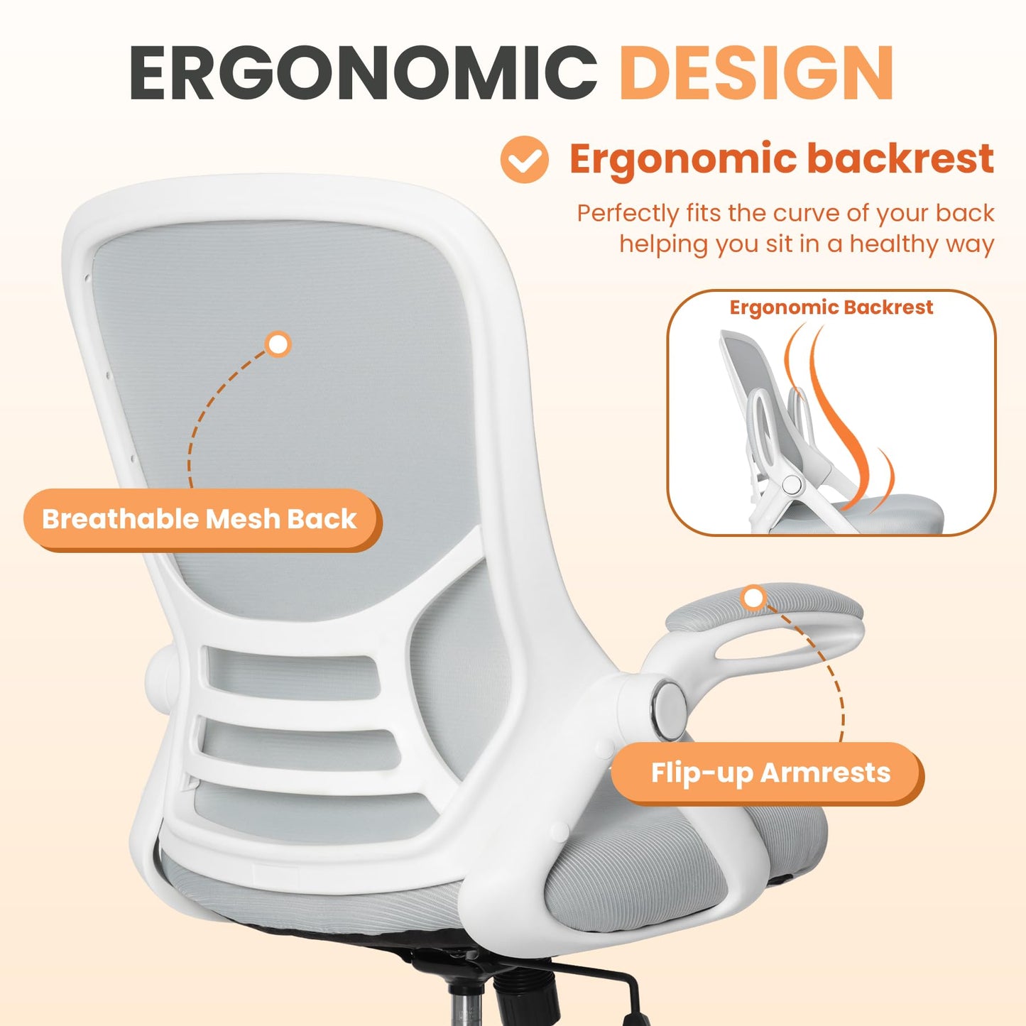 HYLONE Drafting Chair Tall Office, Ergonomic Standing Desk Stool Adjustable Drafting Chair Big Tall Drafting Office Chair White