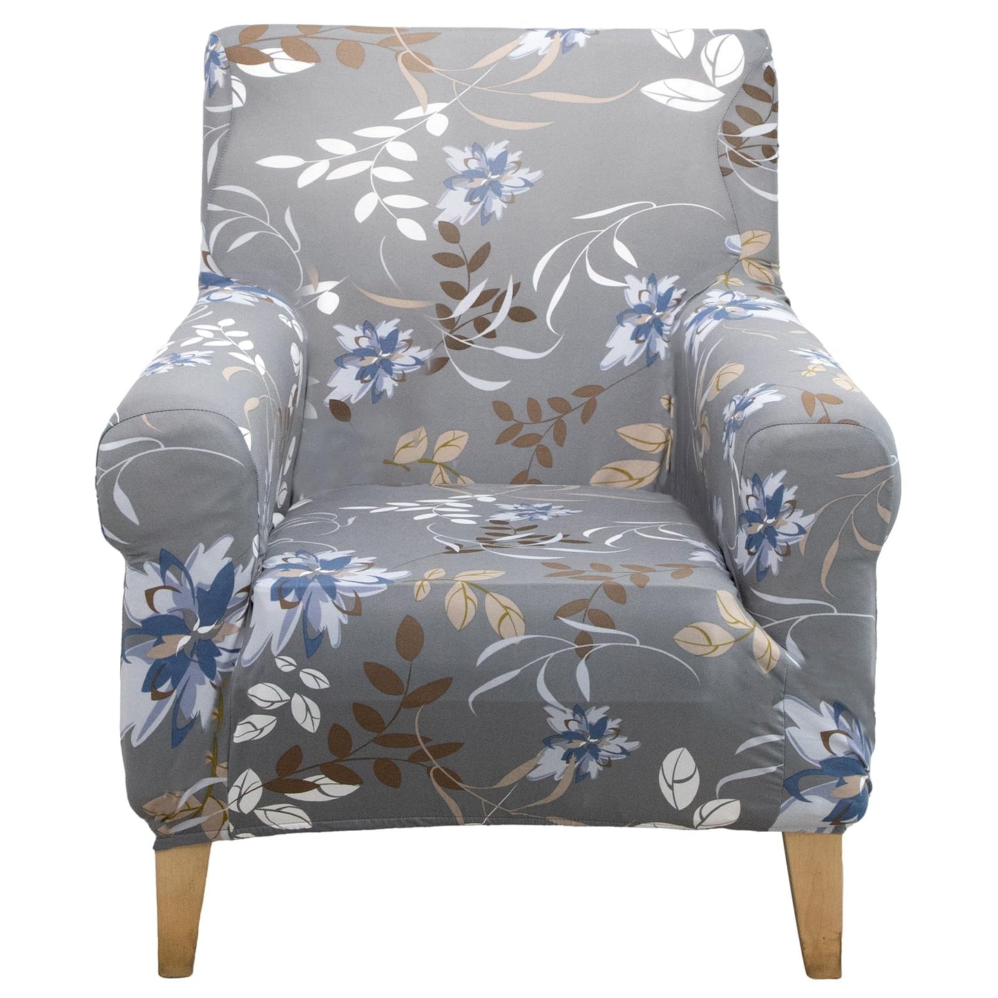 Adigau Armchair Covers Stretch Single Seat Couch Slipcover Washable Furniture Protector Modern Arm Chair Cover for Living Room/Bedroom (Grey Flower)