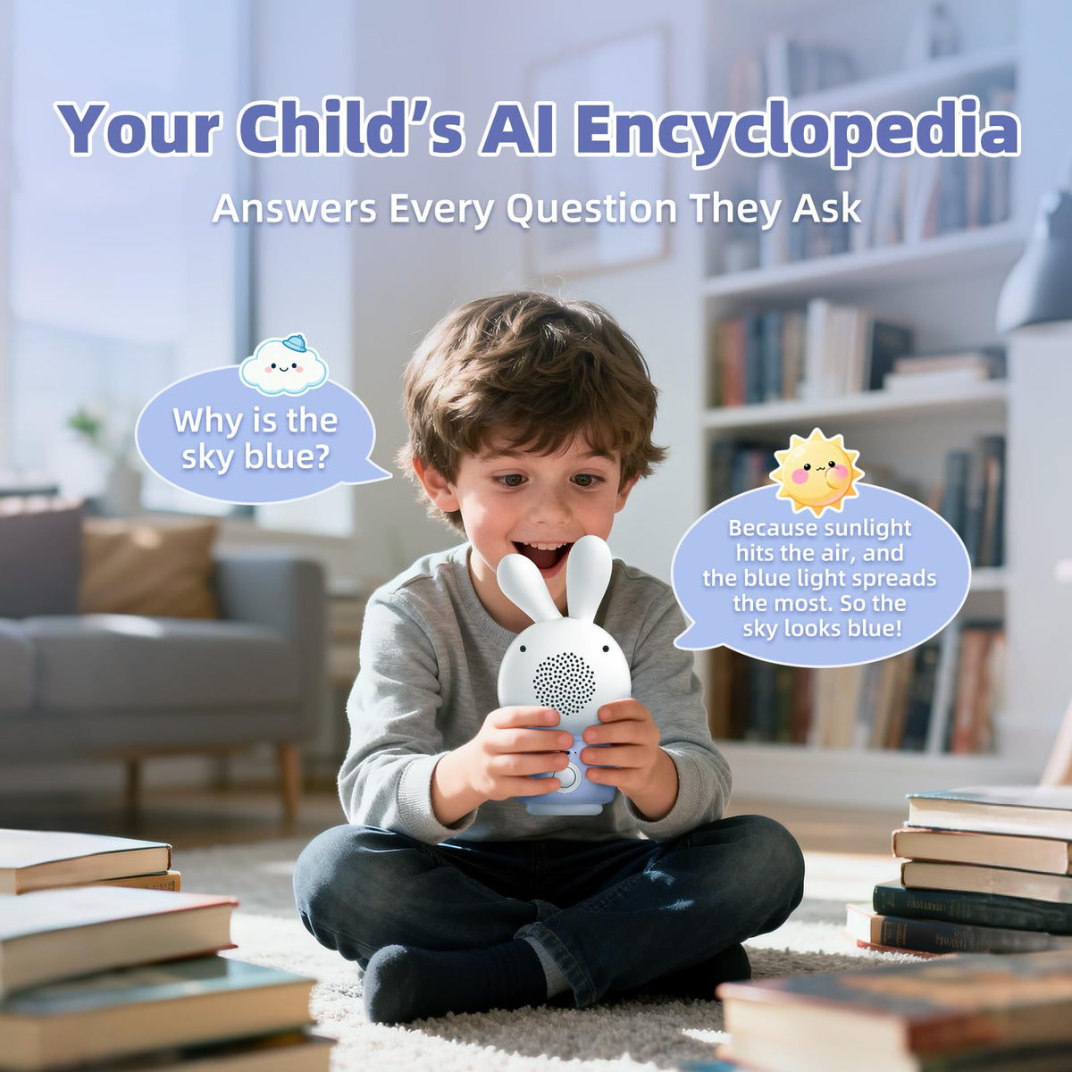 alilo AI Toys for Kids, Smart Companion with Real-Time Voice, 4 Agents & 91 Languages, Preloaded 48 Bunny English/50 Stories/66 Music/28 Lullabies/34 Classical Tunes, Bluetooth Speaker