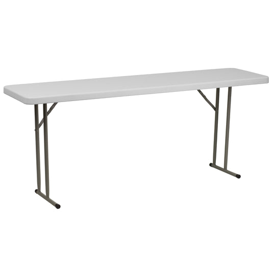Flash Furniture Kathryn 6' Rectangular Plastic Folding Table, Long Plastic Foldable Table for Indoor/Outdoor Events, White