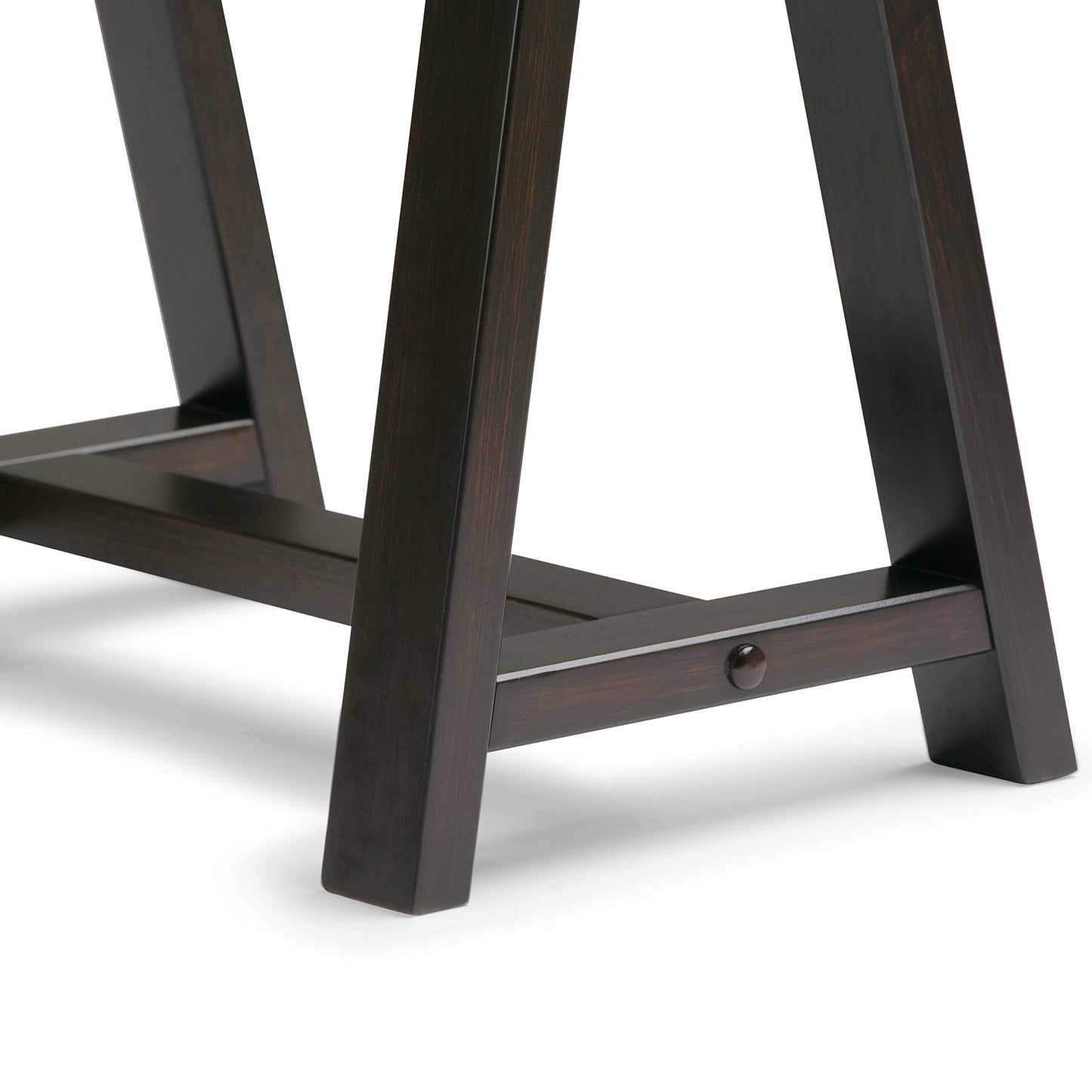 SIMPLIHOME Sawhorse Desk - 60 Inch Wide Solid Wood Writing Desk in Dark Chestnut Brown, Modern Industrial Home Office Computer Table for Workspace with Sawhorse Base and Integrated Keyboard Tray