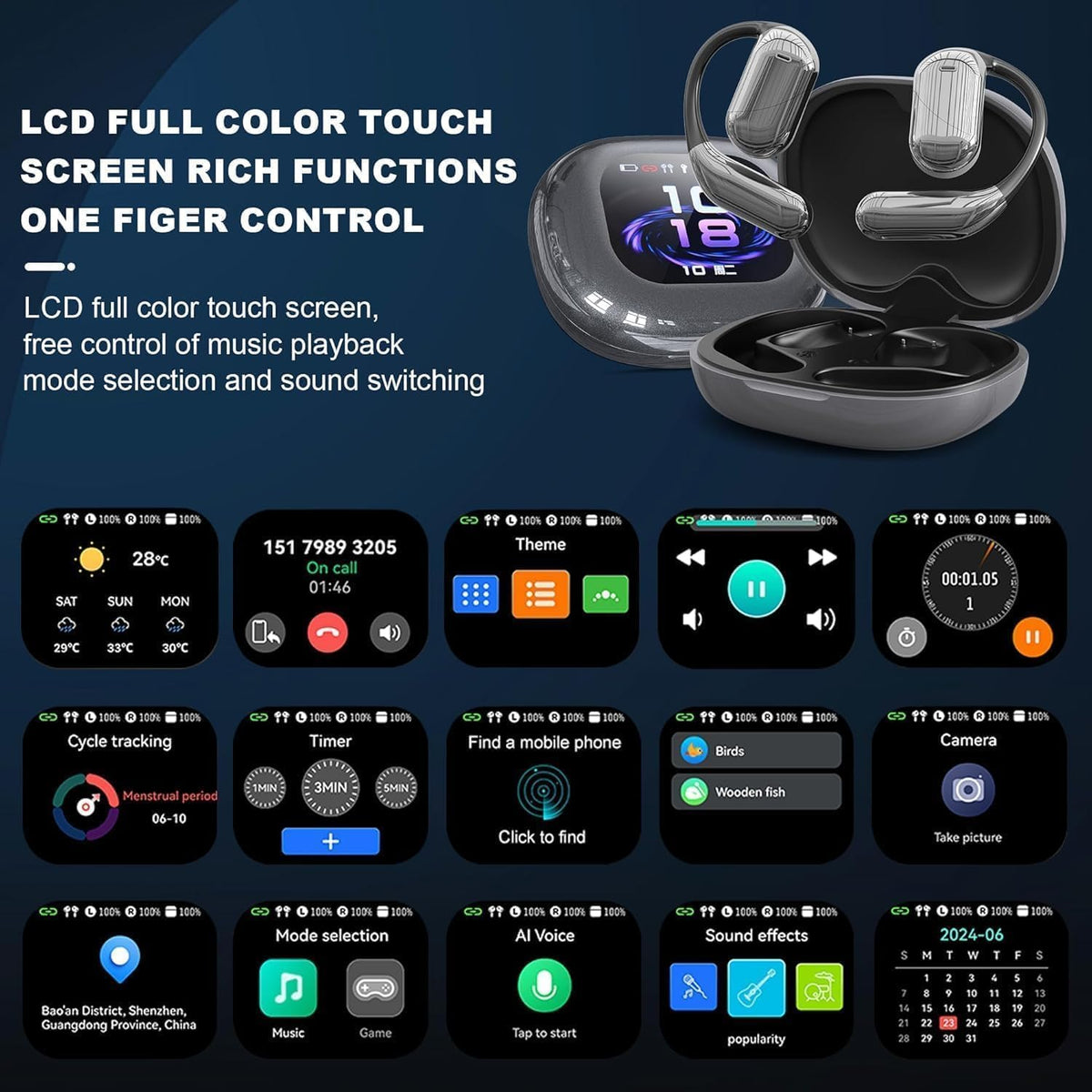 R'hllor Real-Time AI Translation Earbuds, Open-Ear Audifonos Traductores Inglés Español Two-Way Translator Headphones, Bluetooth Wireless Earhooks for Business, Travel, Learning, Meetings (Silver)