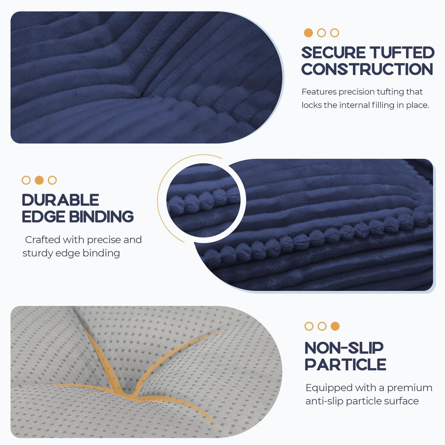 CEAWTUMY Breakfast Nook Cushion Set, 4 Pcs Comfortable Corduroy Nooks Bench Cushions, Non-Slip Anti-Shift Kitchen Nook Cushion for Dining Corner(Blue)
