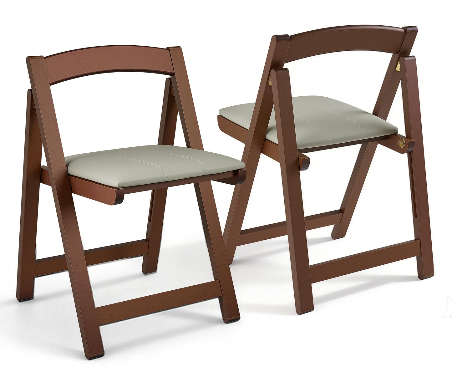 Wooden Folding Chairs Set of 2, Padded Folding Dining Chairs with Leather Soft Cushion, No Assembly Required Foldable Chair for Home Kitchen Office Party Picnic Wedding, 290 LB Max Weight Capacity