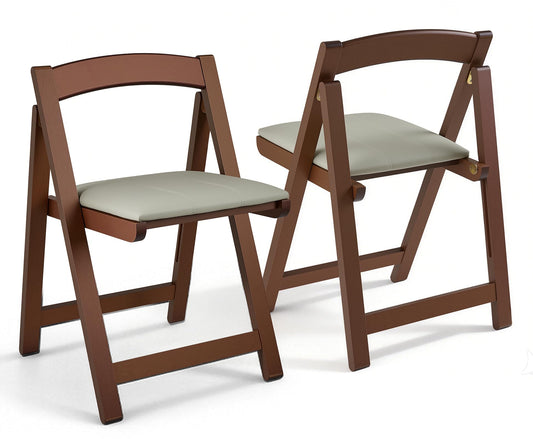 Wooden Folding Chairs Set of 2, Padded Folding Dining Chairs with Leather Soft Cushion, No Assembly Required Foldable Chair for Home Kitchen Office Party Picnic Wedding, 290 LB Max Weight Capacity