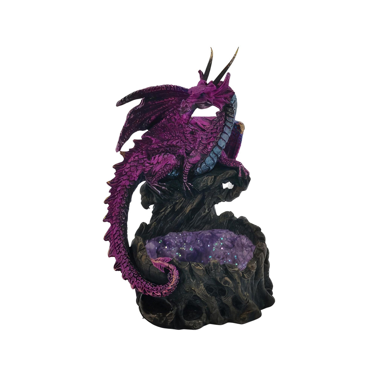 ICE ARMOR 6" H Purple Dragon on Faux Crystal Cave Figurine Statue Sculpture Ornament Decor for Housewarming, Holidays, Christmas for Men/Women