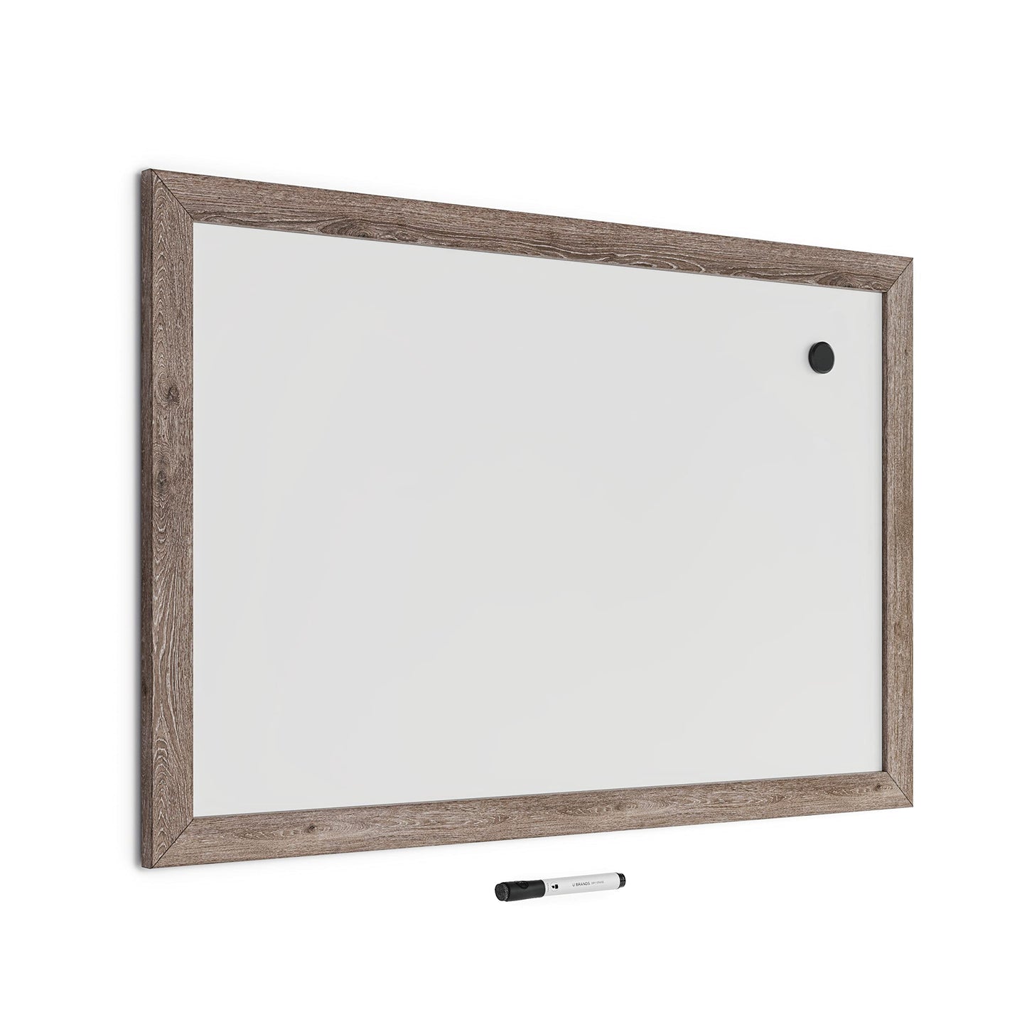 U Brands Decor Magnetic Dry Erase Board White Board, 36" x 48" Inches, Rustic Wood Frame