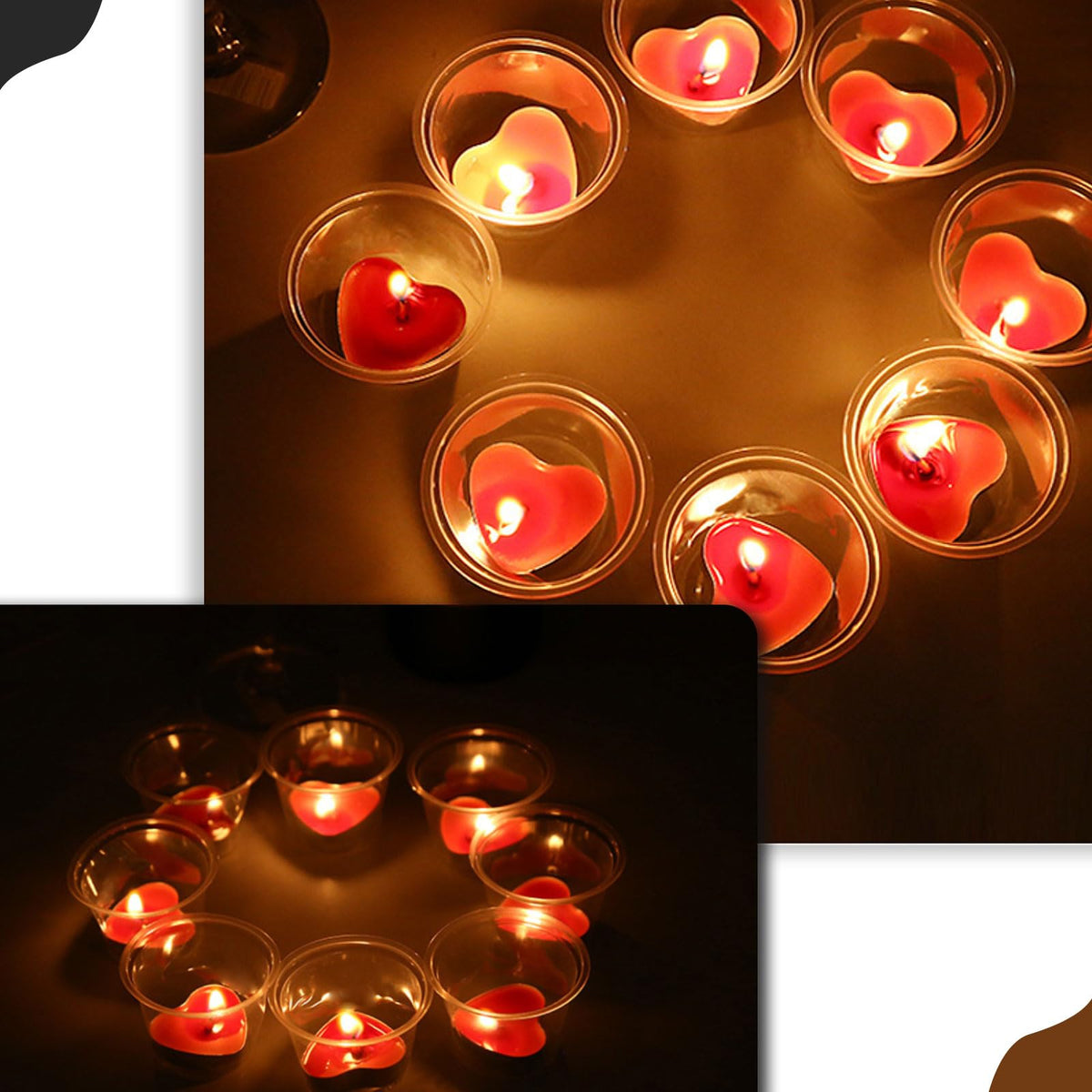 Heart Shaped Tealight Candles 50 Packs,25 * 2 Layers Romantic Love Unscented mokeless for Dinner Home Wedding (Blue)