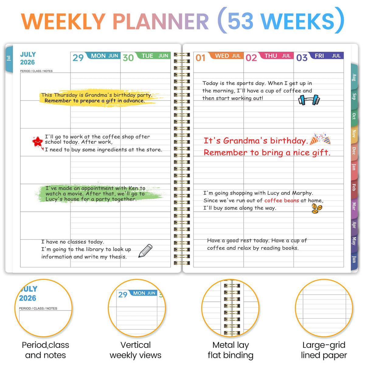 Teacher Planner 2026-2027 - Teacher Lesson Planner 2026-2027, July 2026 - June 2027, 8.5" x 11", Weekly & Monthly Lesson Plan Book for Teacher, Academic Planner with Colorful tabs, Inner Stickers