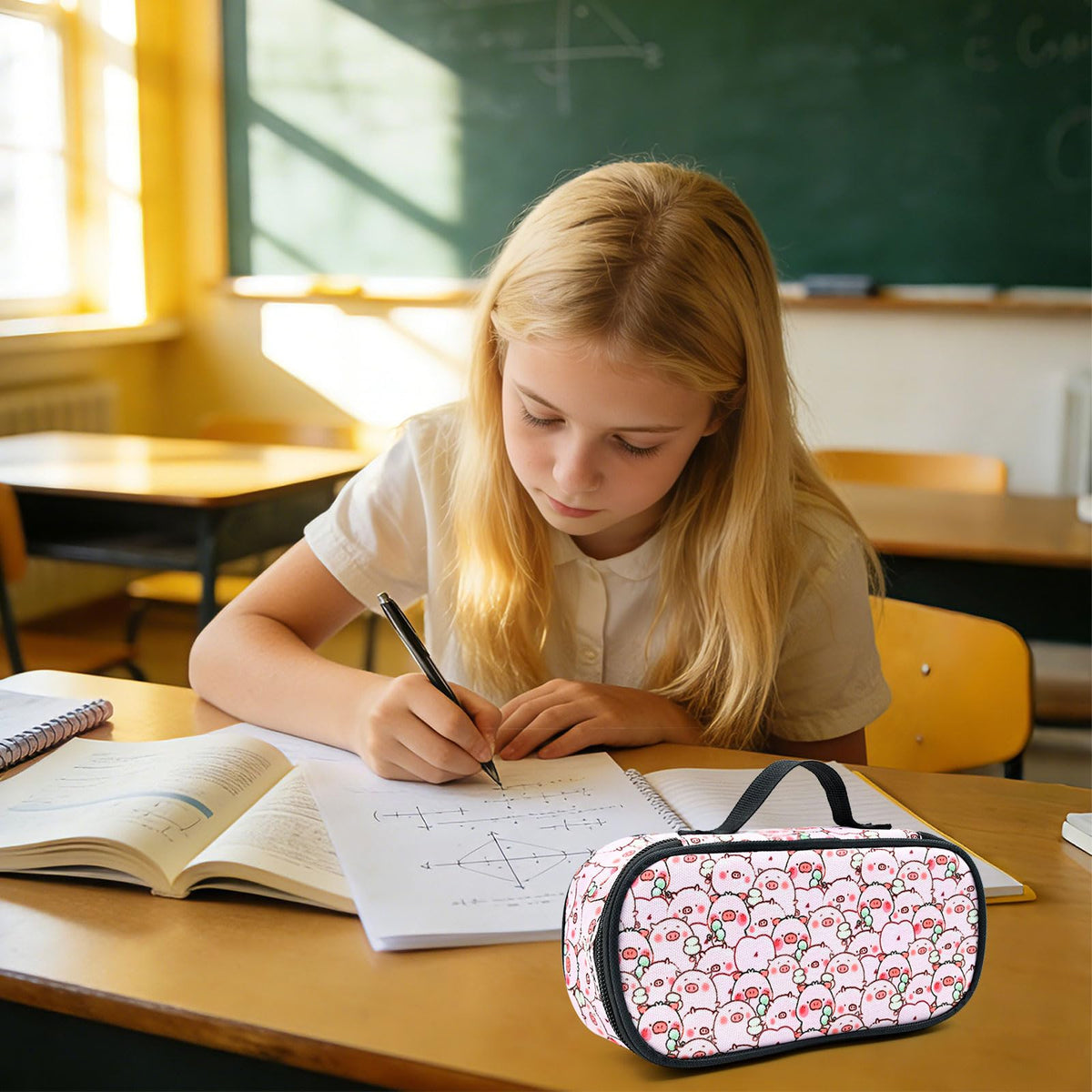 Betyiwling Pig Pencil Case for Girls Boys Teen Large Capacity Portable Pencil Bag Pouch Box with Zipper School Supplies Stationery Storage Organizer for Back to School