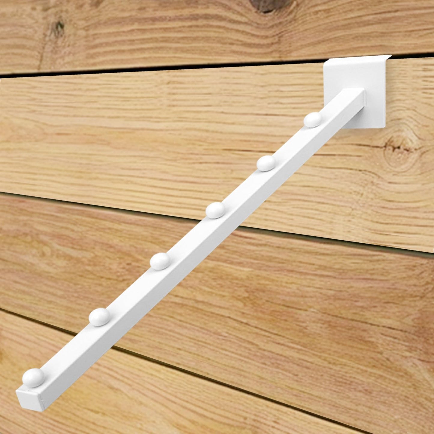 LECEHIVO 14 Pcs 15.7 Inch 6 Ball Waterfall Slatwall Hooks Metal Slat Wall Hanging Board Accessories Heavy Duty Pegs Panel Display for Clothing Retail Shop Garage (White)