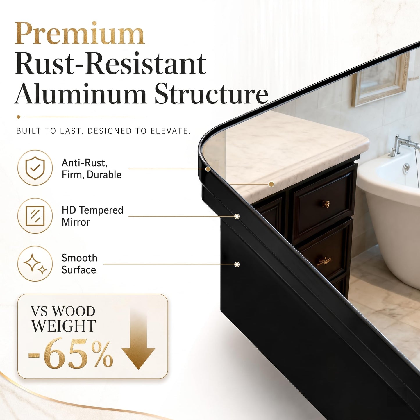 GoTiling 16x24 Medicine Cabinet with Mirror, Aluminum Bathroom Wall Organizer, Pre-Assembled, Center Partition for Tall Bottles, 6 Adjustable Shelves, Soft-Close, Recessed/Surface Mount, Matte Black