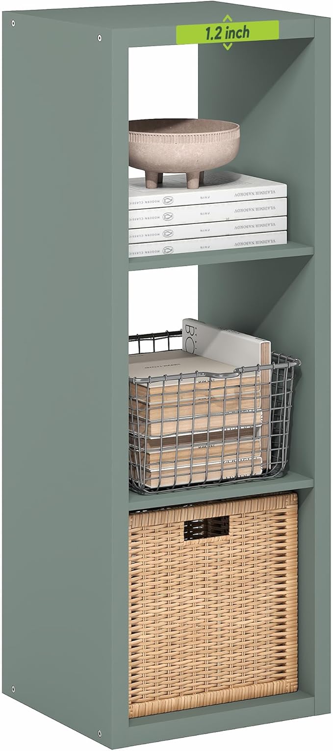 Furinno Cubicle Book Shelf, 3-Cube Bookshelf, Extra Thick Frame Horizontally &