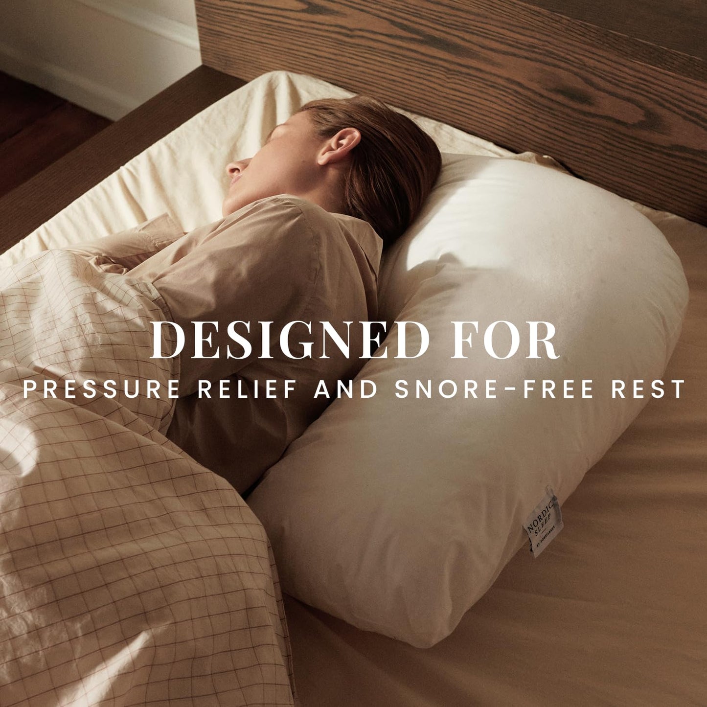 FOSSFLAKES L-Shaped Side Sleeper Pillow, Ergonomic Support, Semi-Firm