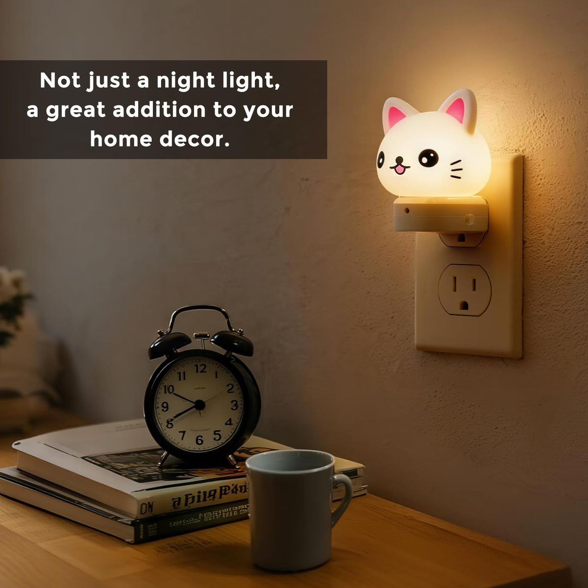 L LOHAS LED Plug in Night Light for Kids,2-Pack 3D Cute Cat Night Lights with Dusk to Dawn Sensor, RGB+Soft White 3000K Cat Night Light,Christmas Birthday Gift Nightlight for Kids,Room Decor