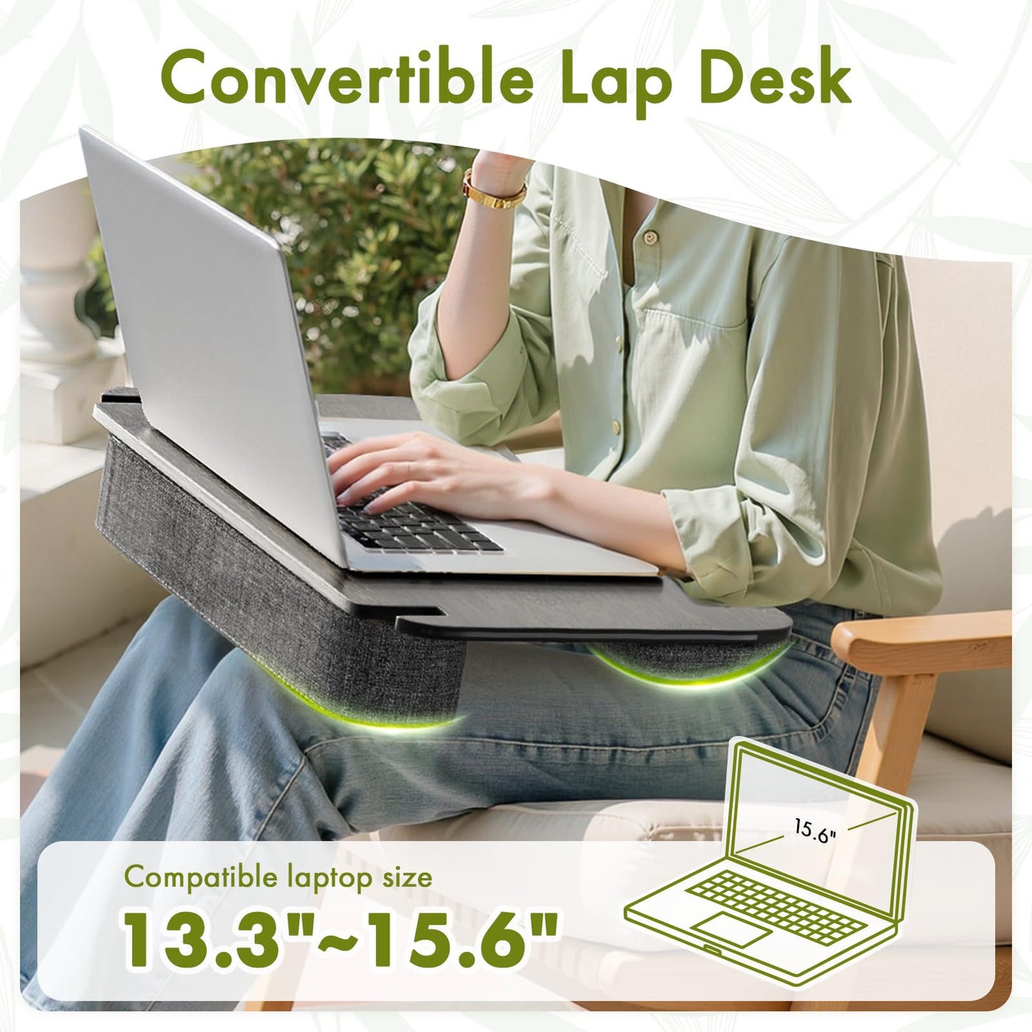 Amazer Standing Desk Converter, 22 inch Bamboo Small Sit Stand Up Desk Riser with Lap Desk Computer Desktop Desk Converter for Monitor and Laptop with Keyboard Tray, Black