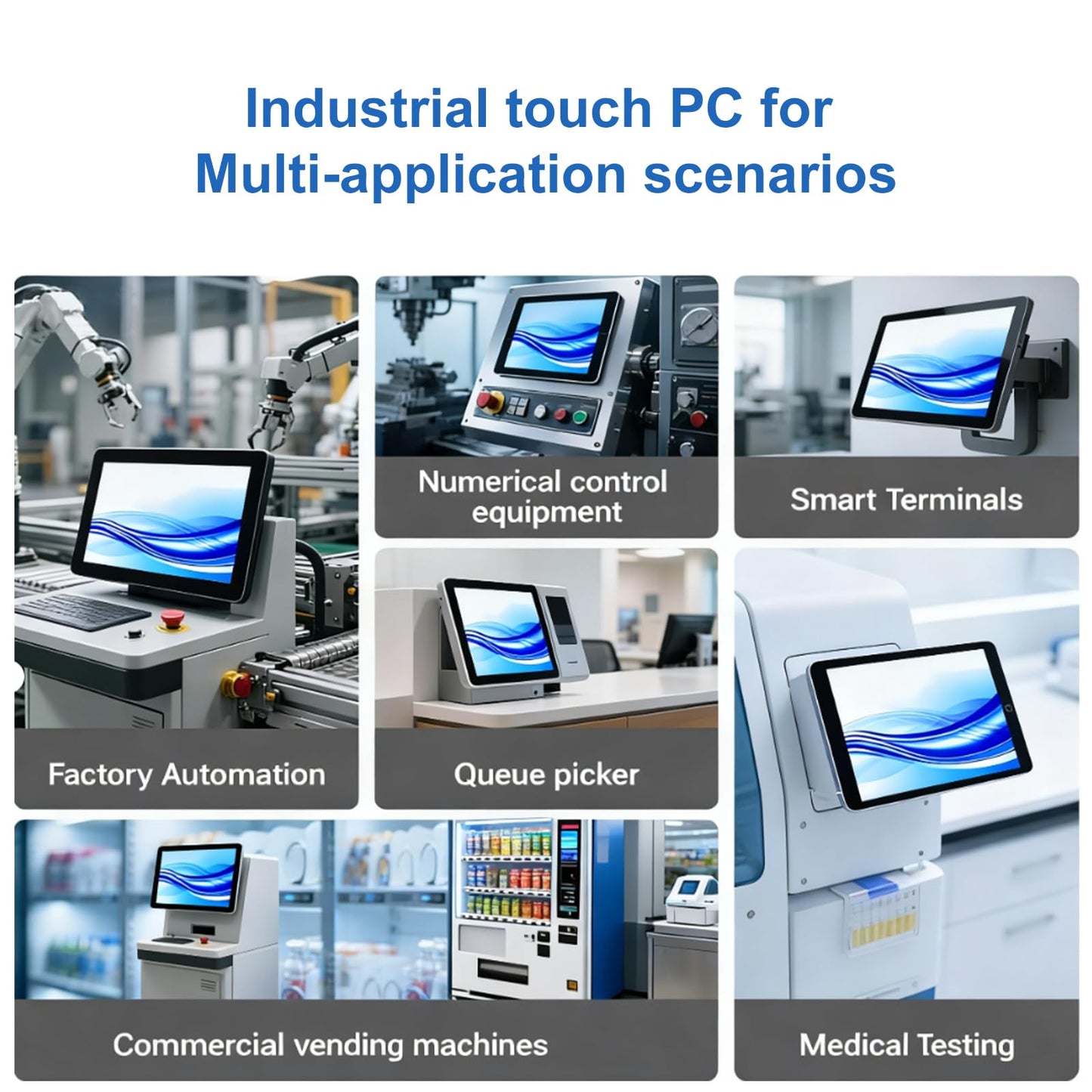 GreenTouch 10.1 Inch Open Frame Touchscreen Android All in one LCD Monitor PC - Industrial Touch Display - Built-in Speakers, WiFi & BT, RK3566 RAM 4G & ROM 32G - Front IK08/IP65