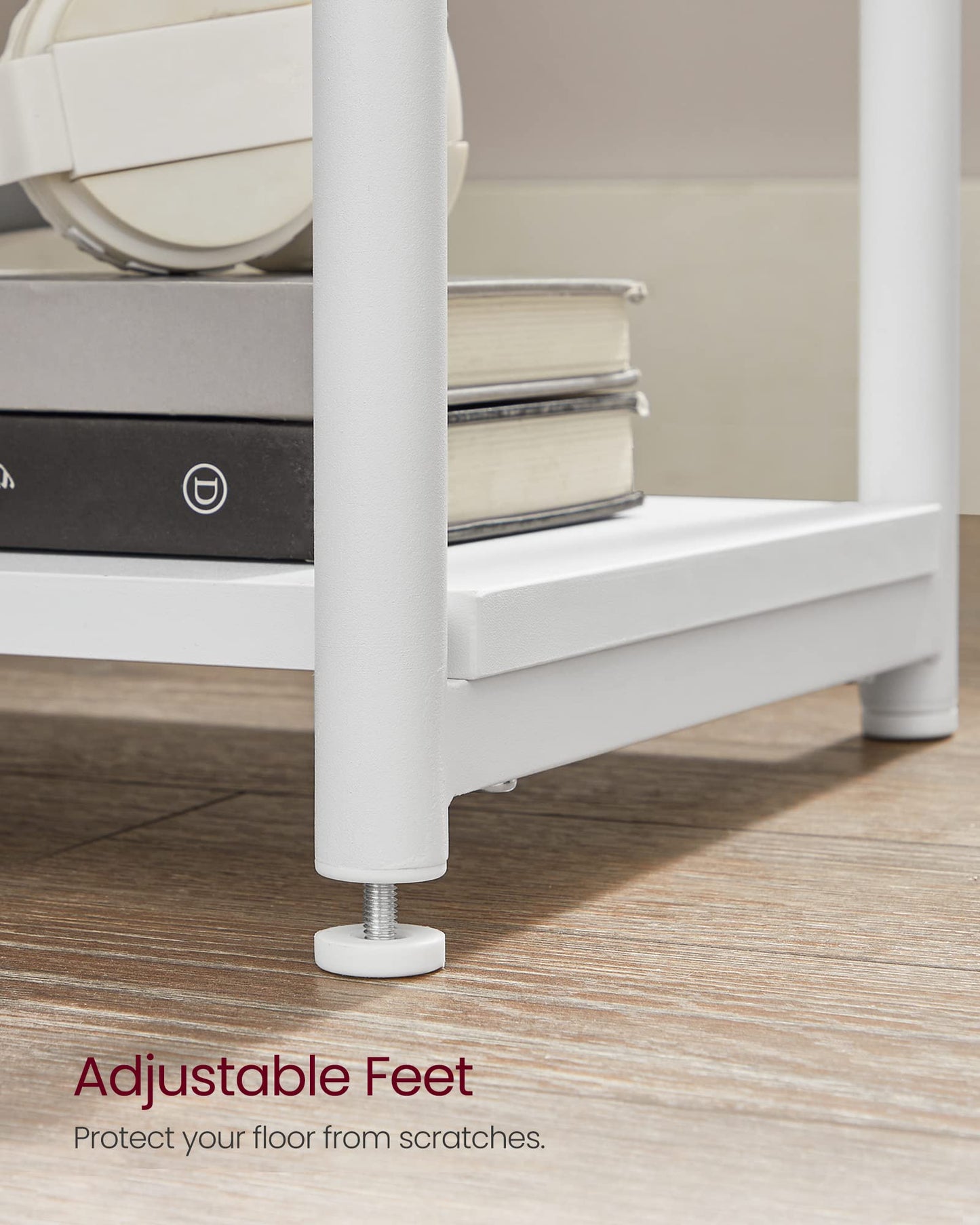VASAGLE BARNET Collection - Side Table, Small End Table for Living Room, Modern Tall Nightstand, Bedroom, Office, Bathroom, Steel Frame, Cloud White ULET273W14