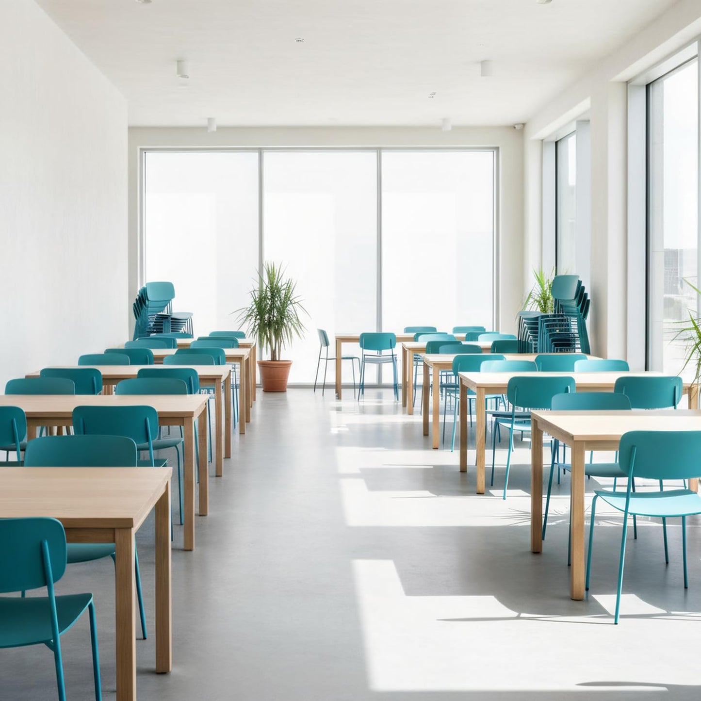 Sidanli Armless Stacking Chairs Set of 4, Office Waiting Room Chairs with Metal Legs and Ergonomic Plastic Seat, Metal Chairs Set of 4 for Conference Reception Dining Room, Blue