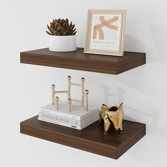 Acovy 16 Inch Floating Shelves, 9.3" Deep Floating Shelf Wall Mounted, Rustic